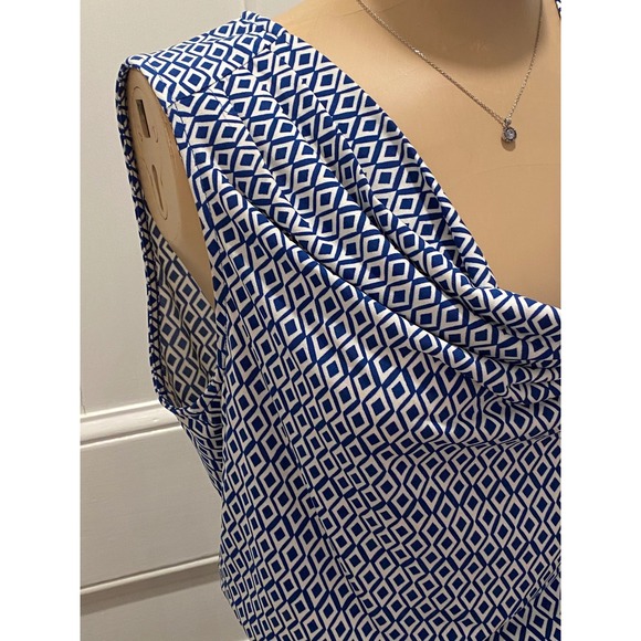 Laundry by Shelli Segal Blue White Cowl Neck Sleeveless Top - ‎ M - Picture 4 of 9